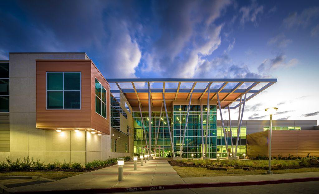 Exterior of Dr. Kirk Lewis Career Technology High School